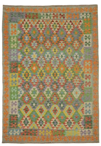 Multicolor Kilim Wool Area Rug 7x10