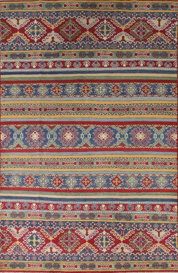 Striped Wool Kazak Oriental Area Rug 7x10