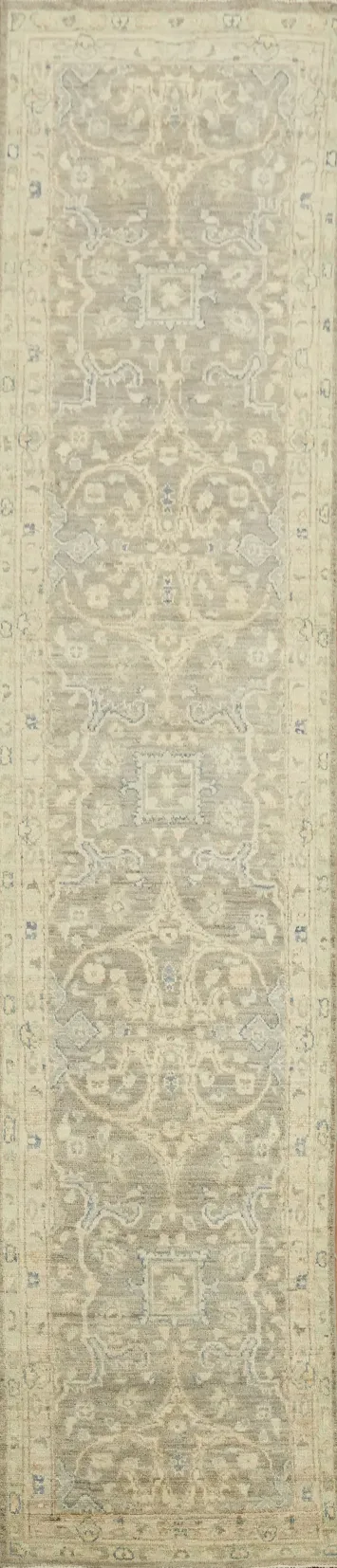 Vegetable Dye Oushak Turkish Runner Rug 3x12