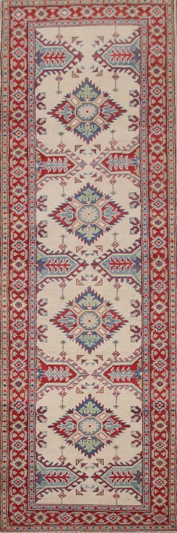 Handmade Wool Kazak Runner Rug 3x10