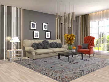 Light Blue Oushak Vegetable Dye Area Rug 8x10