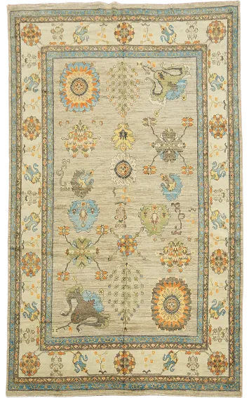 Vegetable Dye Oushak Large Area Rug 10x14