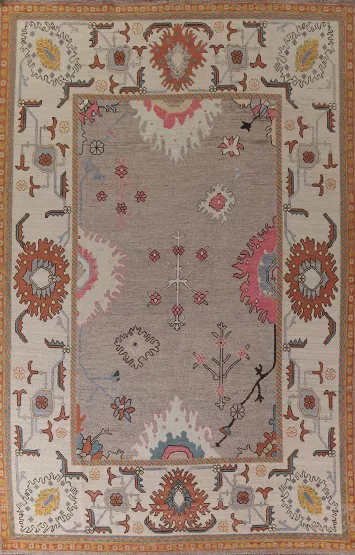 Brown Oushak Vegetable Dye Area Rug 10x14