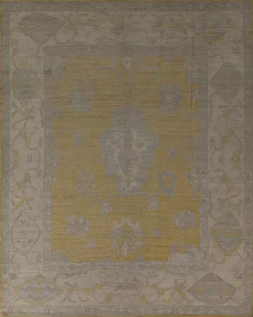 Vegetable Dye Yellow Gold Oushak Turkish Area Rug 8x10