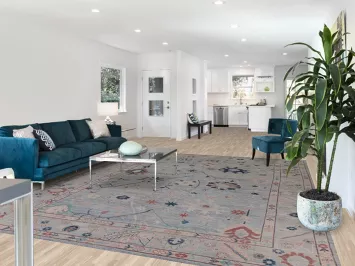 Light Blue Oushak Vegetable Dye Area Rug 9x12