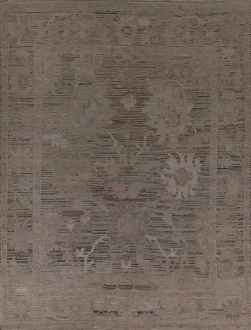 Earth Tone Wool Oushak Vegetable Dye Area Rug 8x10