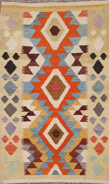 South Western Wool Kilim Oriental Rug 3x4