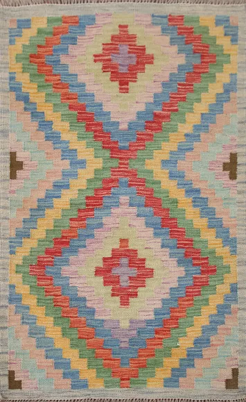 South Western Wool Kilim Oriental Rug 3x4