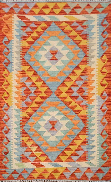 South Western Wool Kilim Oriental Rug 3x4