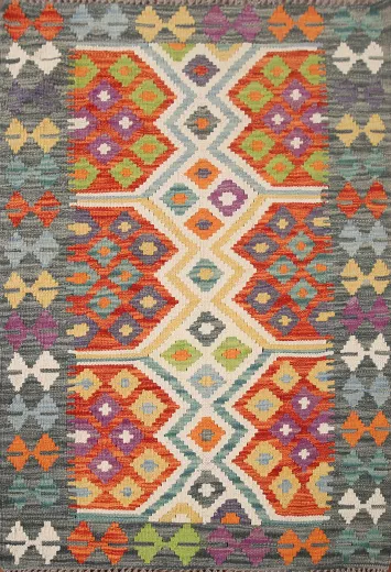 South Western Kilim Reversible Wool Rug 3x4