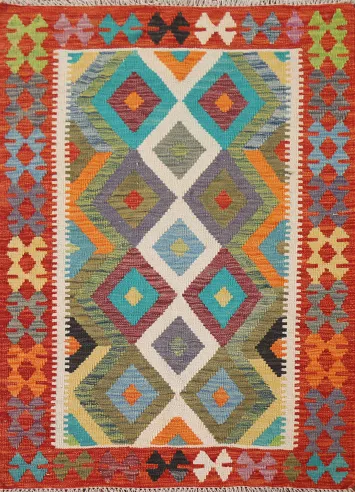 Multicolor Kilim Oriental Accent Rug 3x4