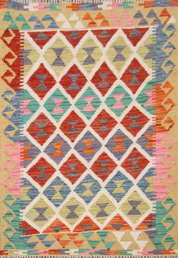 Multicolor Kilim Oriental Accent Rug 3x4