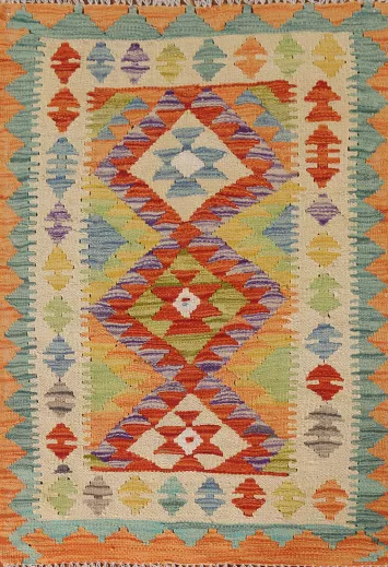 South Western Wool Kilim Oriental Rug 3x4