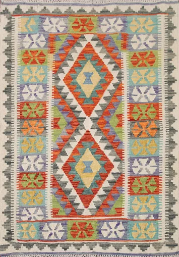 Multicolor Kilim Oriental Foyer Rug 3x4