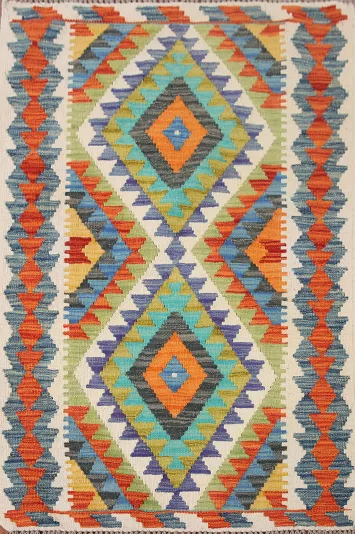 South Western Wool Kilim Oriental Accent Rug 3x4