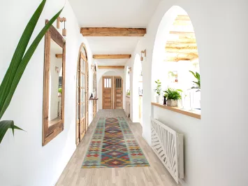 Flat-Weave Kilim Long Runner Rug 3x16