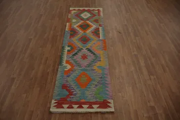 Artistic Kilim Runner Rug 3x10 with Bold Intricate Patterns