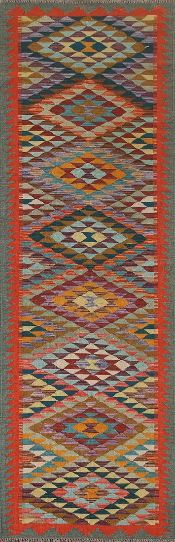 Multicolor Wool Kilim Oriental Runner Rug 3x10