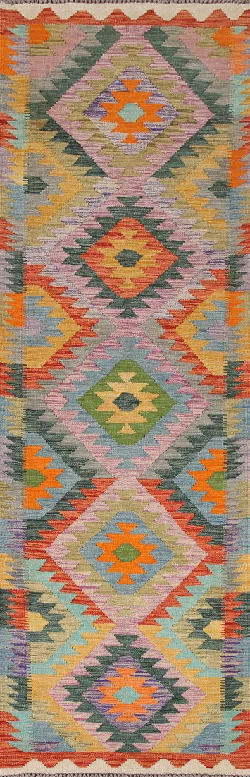 South Western Wool Kilim Oriental Runner Rug 3x10