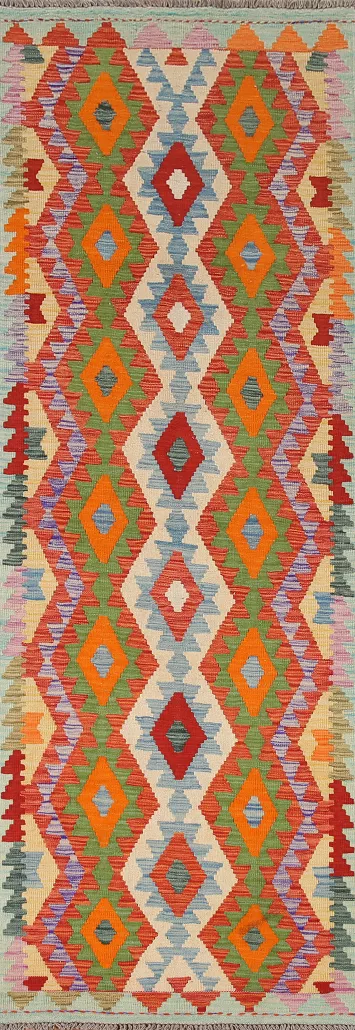 Reversible Wool Kilim Oriental Runner Rug 3x10