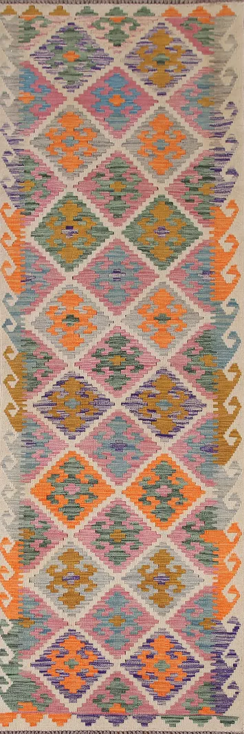 Geometric Kilim Oriental Runner Rug 3x10