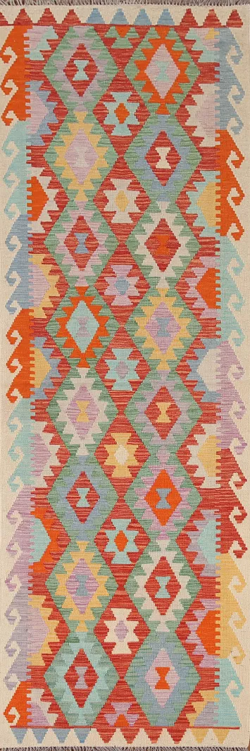 Multicolor Wool Kilim Oriental Runner Rug 3x10