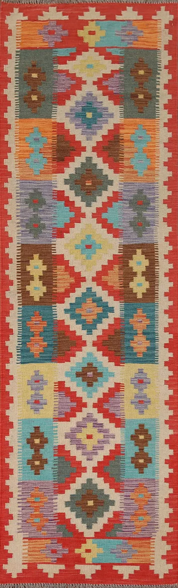 Geometric Kilim Oriental Runner Rug 3x10