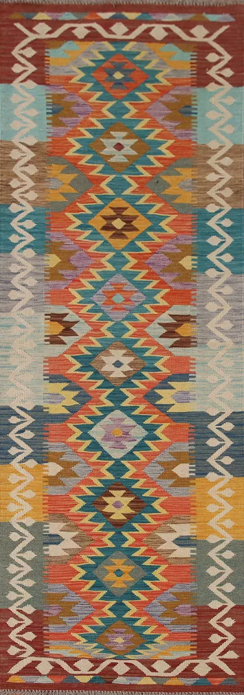 Geometric Kilim Oriental Runner Rug 3x10