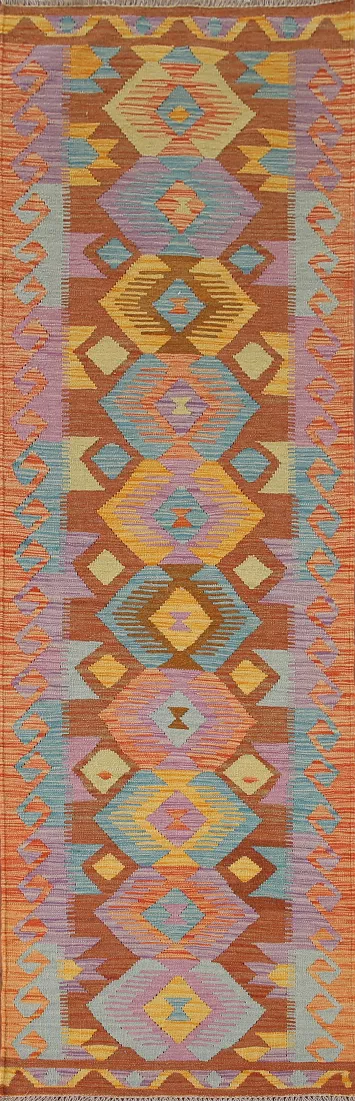 Geometric Kilim Oriental Runner Rug 3x10