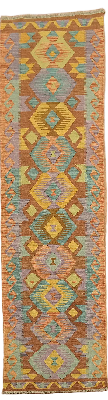 Geometric Kilim Oriental Runner Rug 3x10