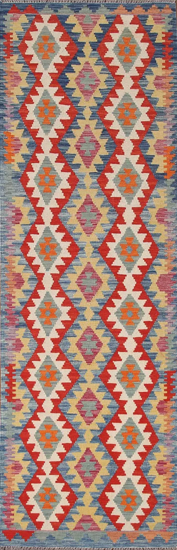 South Western Wool Kilim Oriental Runner Rug 3x10
