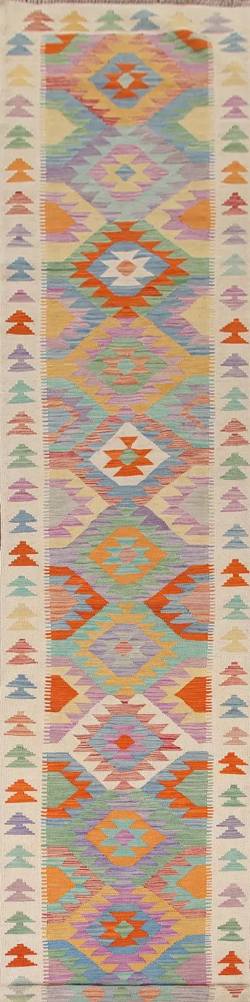 Multicolor Wool Kilim Oriental Runner Rug 3x17