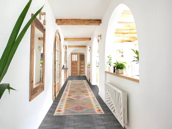 Multicolor Wool Kilim Oriental Runner Rug 3x17