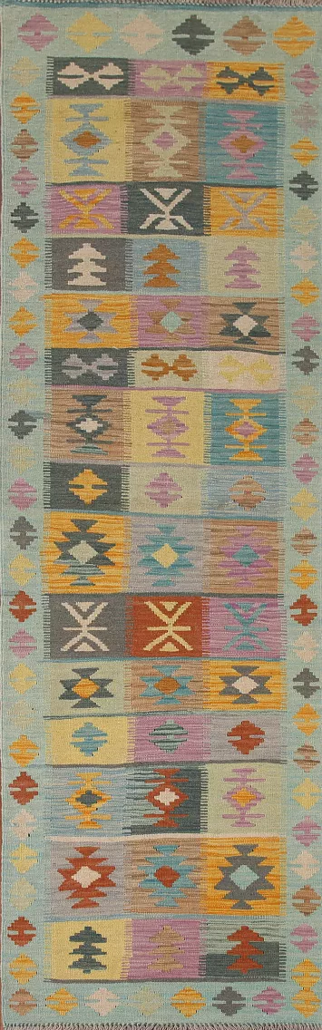 Reversible Wool Kilim Runner Rug 3x10