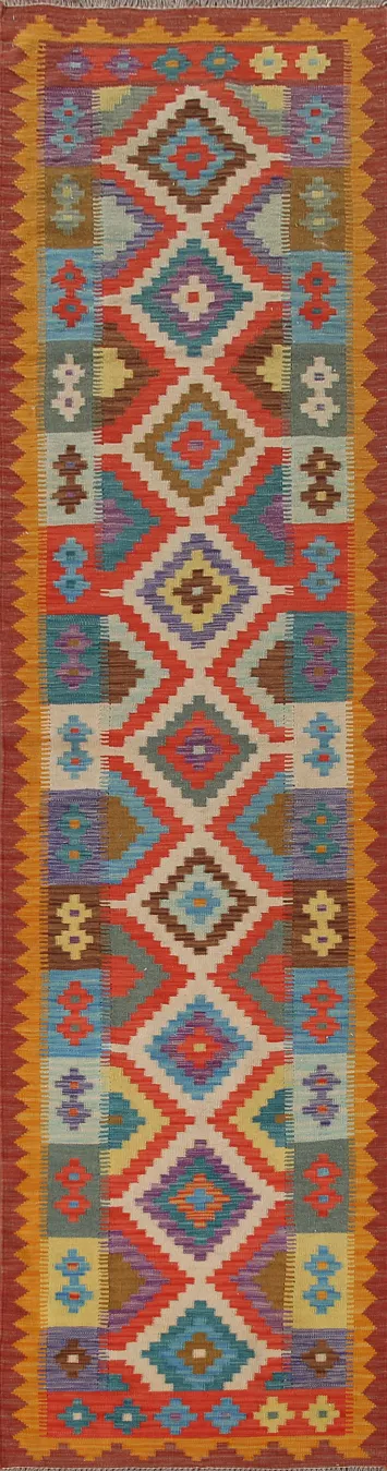 Geometric Kilim Oriental Runner Rug 3x13