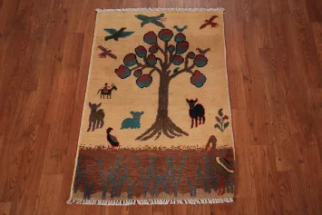 Hunting Animals Design Kazak Wool Rug 2x3