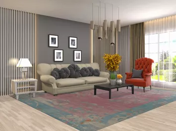 Vegetable Dye Pink Art Deco Chinese Area Rug 9x12