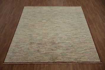 Elegant Striped Gabbeh Area Rug 8x8 for Contemporary Living Spaces