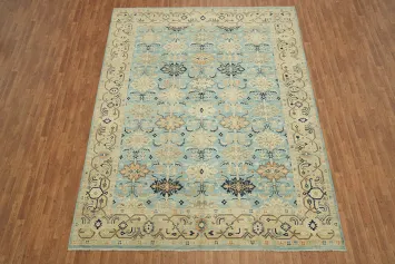 Vegetable Dye Sultanabad Ziegler Light Blue Traditional Area Rug 9x12