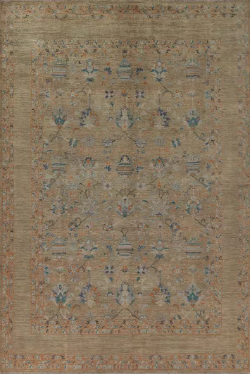 Elegant Vintage-Style Rug with Intricate Blue Floral Patterns 9x12