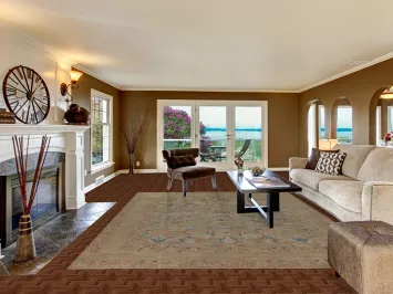 Elegant Vintage-Style Rug with Intricate Blue Floral Patterns 9x12