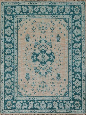 Vegetable Dye Oushak Turkish Foyer Rug 3x4