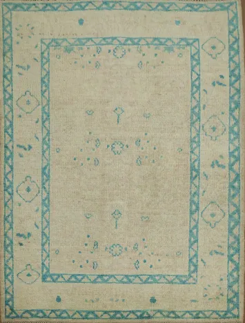 Muted Oushak Vegetable Dye Accent Rug 3x4