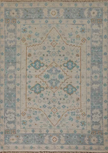 Vegetable Dye Oushak Turkish Foyer Rug 3x4