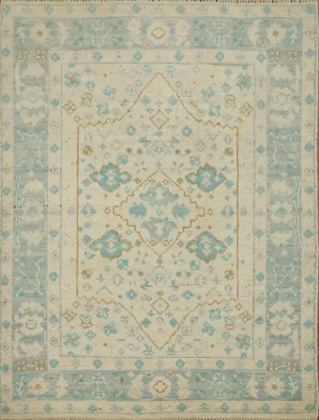 Vegetable Dye Oushak Turkish Foyer Rug 3x4