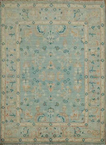 Vegetable Dye Oushak Turkish Foyer Rug 3x4