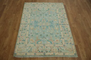 Vegetable Dye Oushak Turkish Foyer Rug 3x4
