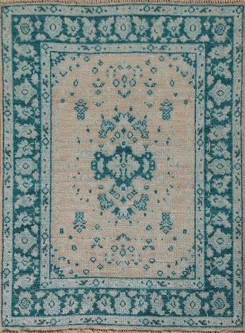 Vegetable Dye Oushak Turkish Accent Rug 3x4
