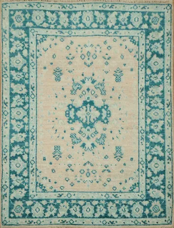Vegetable Dye Oushak Turkish Accent Rug 3x4