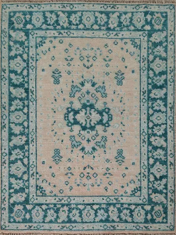 Vegetable Dye Oushak Turkish Foyer Rug 3x4
